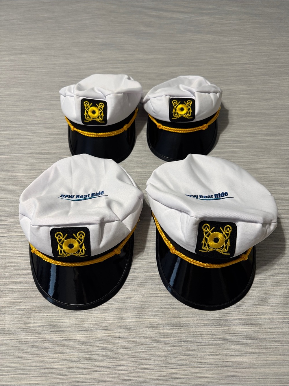 Pack of 4 New Yacht Captain Hats - White Sailor Skipper Costume Caps Adjustable